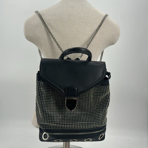 Alexander McQueen black calfskin leather grommet backpack - Picture 14 of 16